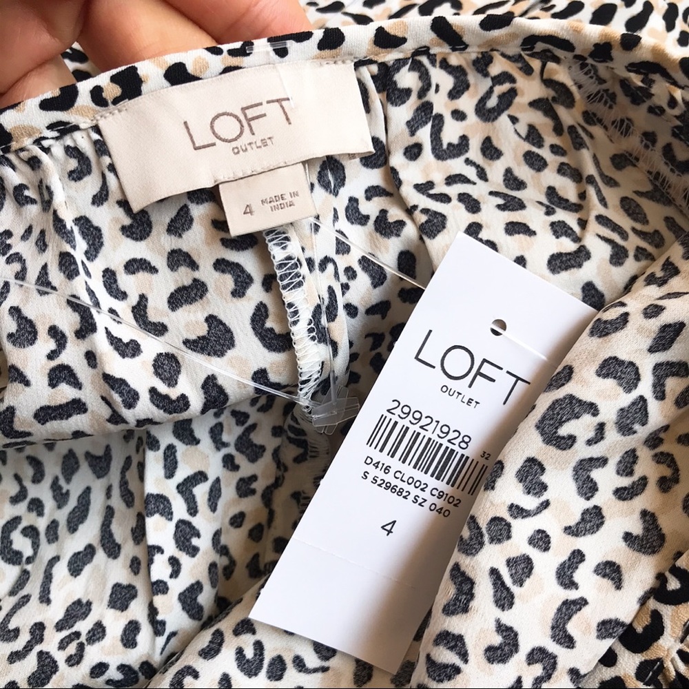 🐾 LOFT ANIMAL PRINT BLACK WHITE TAN FLOWY DRESS! - Picture 7 of 9